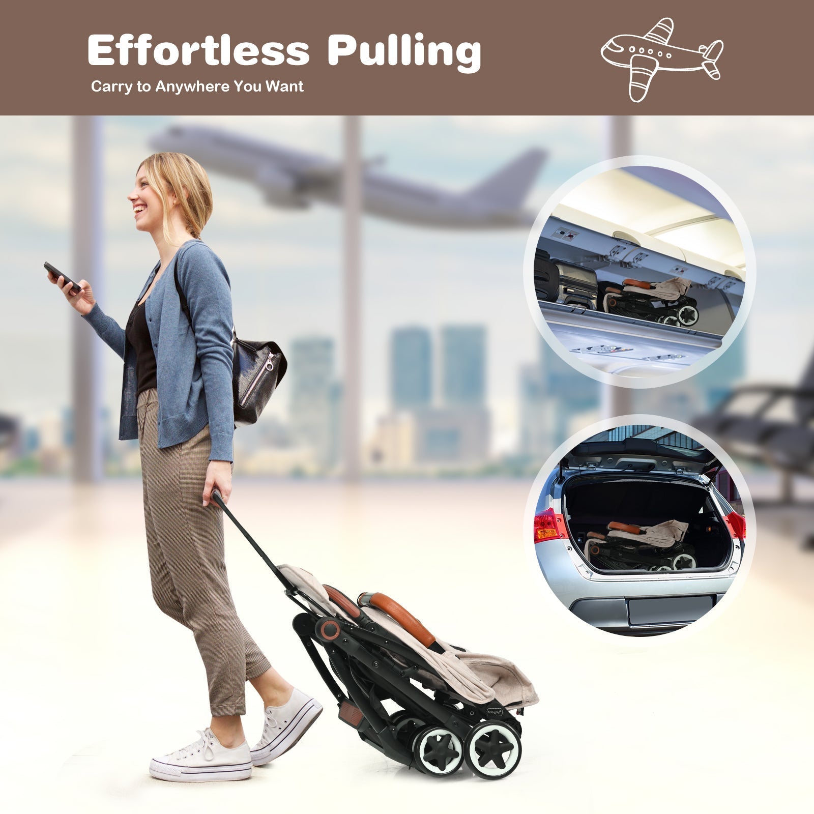 Lightweight Aluminium Frame Baby Stroller with Net
