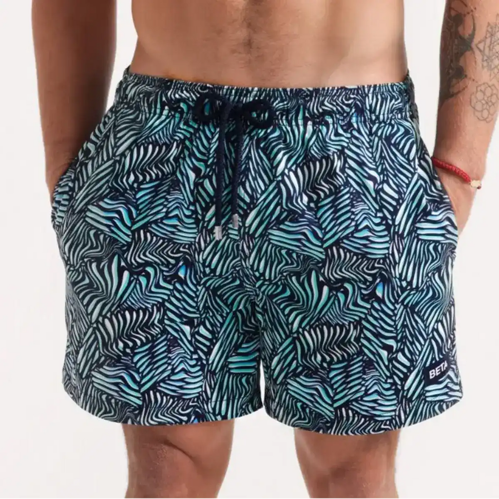 Beta Blue Hybrid Short, Compression Lined Swim and Resort Trunk