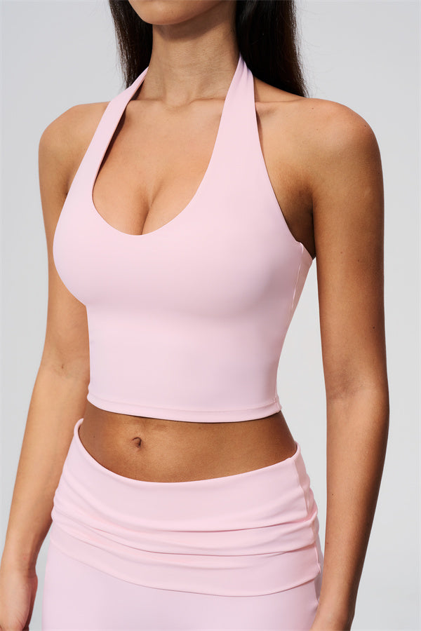 The Twirl Wide Strap Halter Crop Top