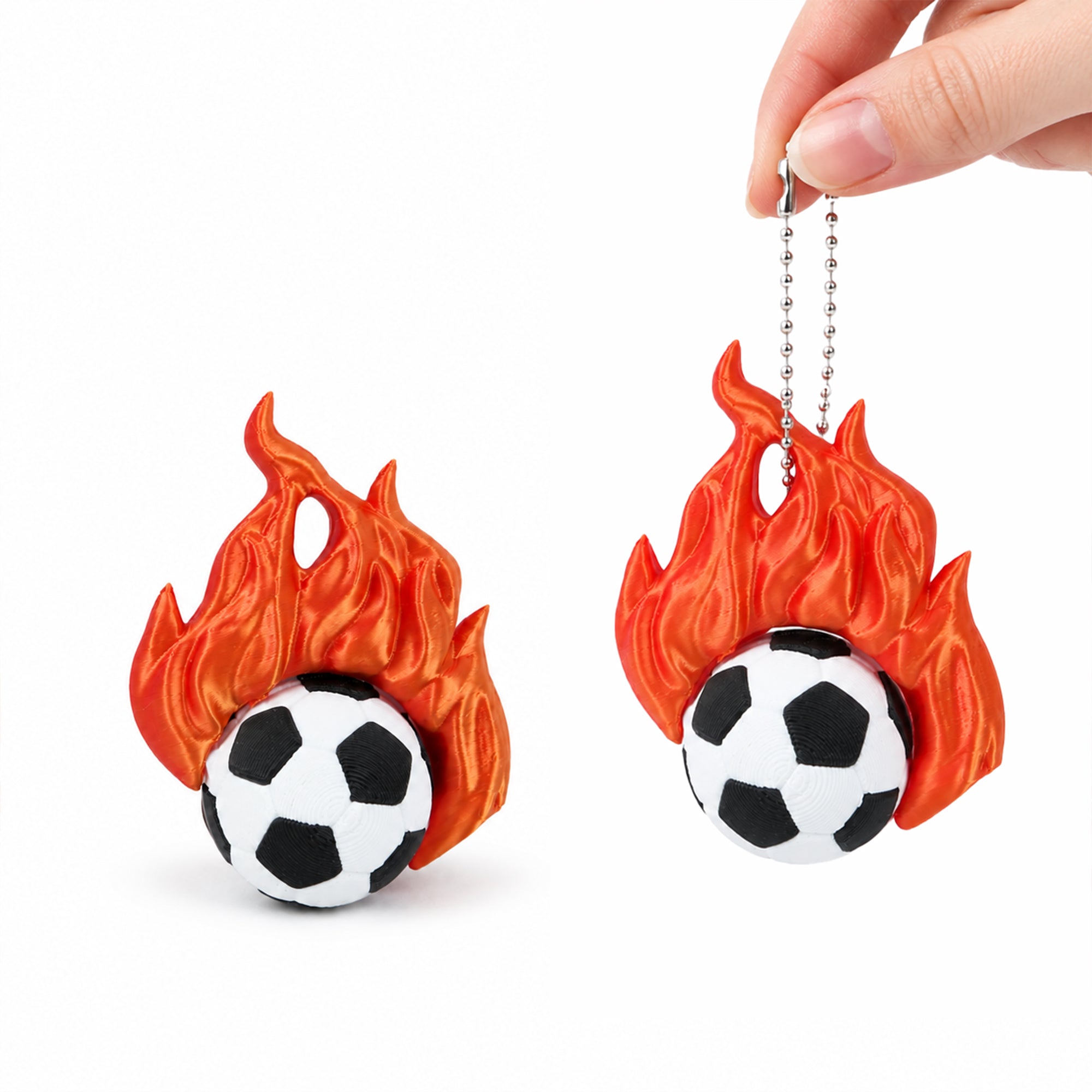 3D Printed Flame Soccer Ball Keychain Sports Backpack Bag Pendant