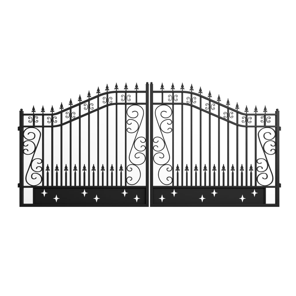 14x8 ft Steel Dual Swing Driveway Gate
