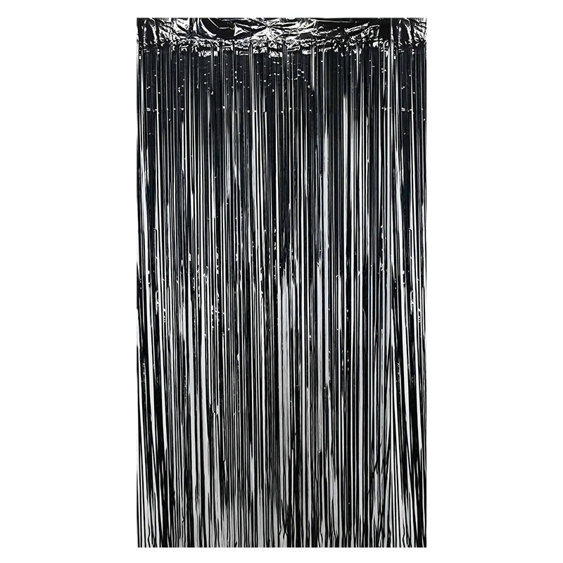 Black Metallic Fringe Curtain