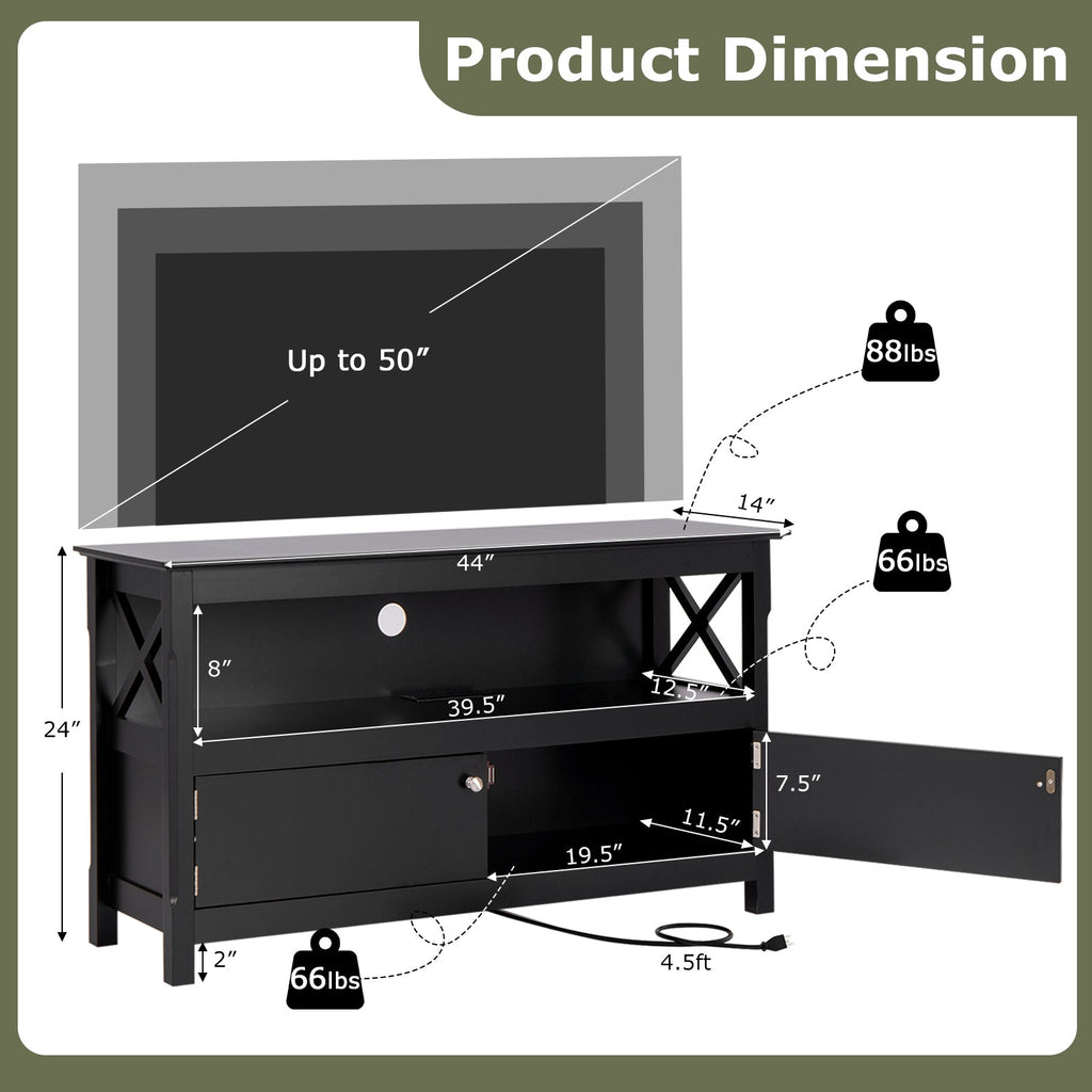 44 Inch Wooden Storage Cabinet TV Stand