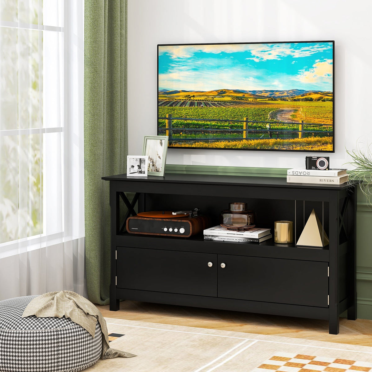 44 Inch Wooden Storage Cabinet TV Stand