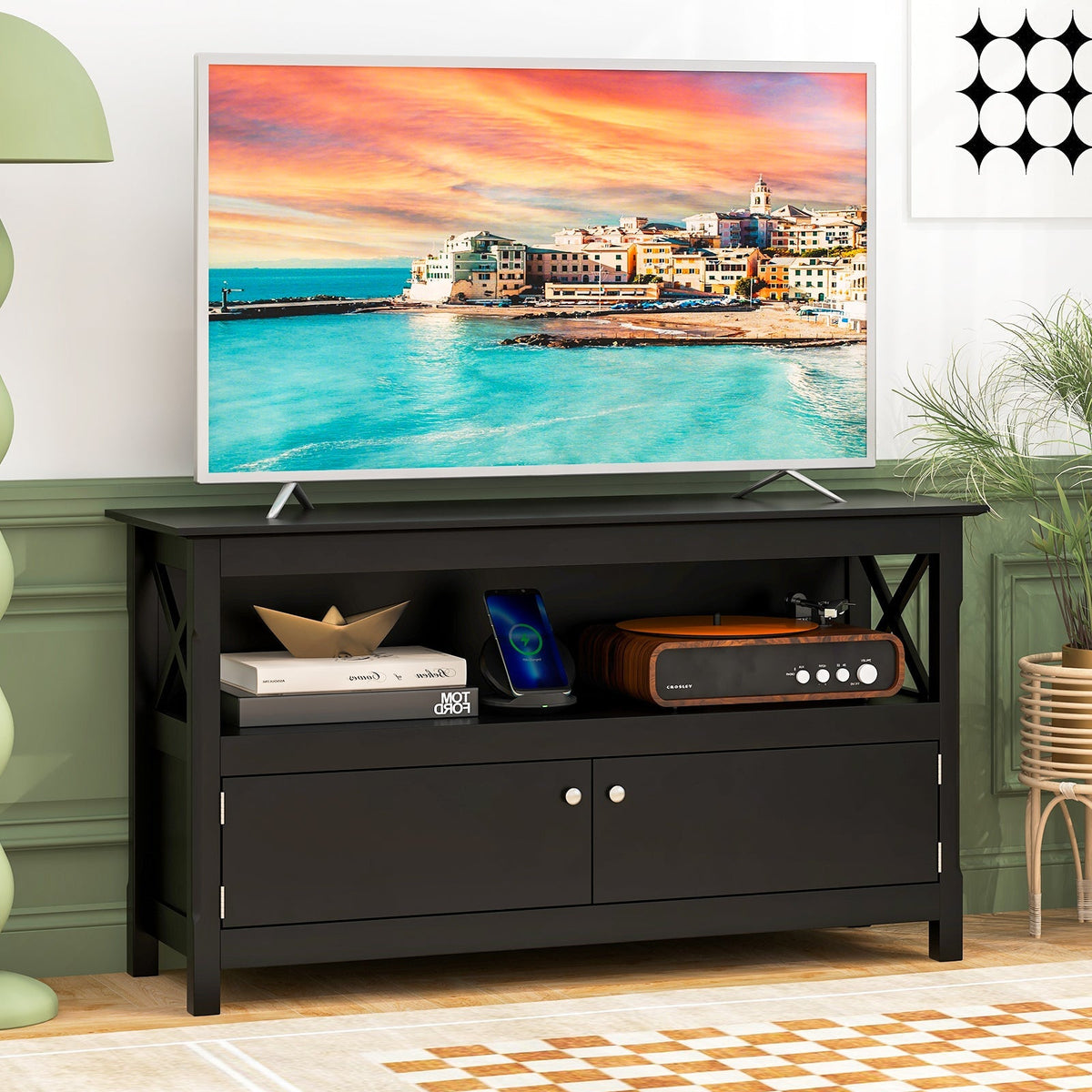 44 Inch Wooden Storage Cabinet TV Stand