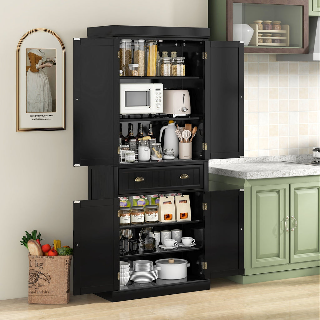 Cupboard Freestanding Kitchen Cabinet w/ Adjustable Shelves