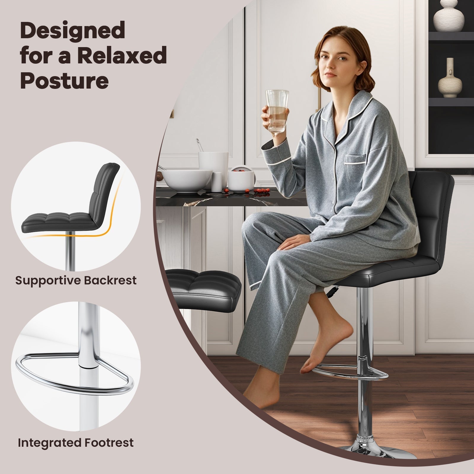 Set of 2 Square Swivel Adjustable