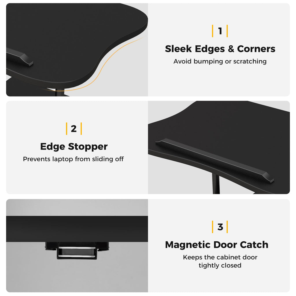 Adjustable Mobile Standing Desk Cart with Tilt Desktop and Cabinet