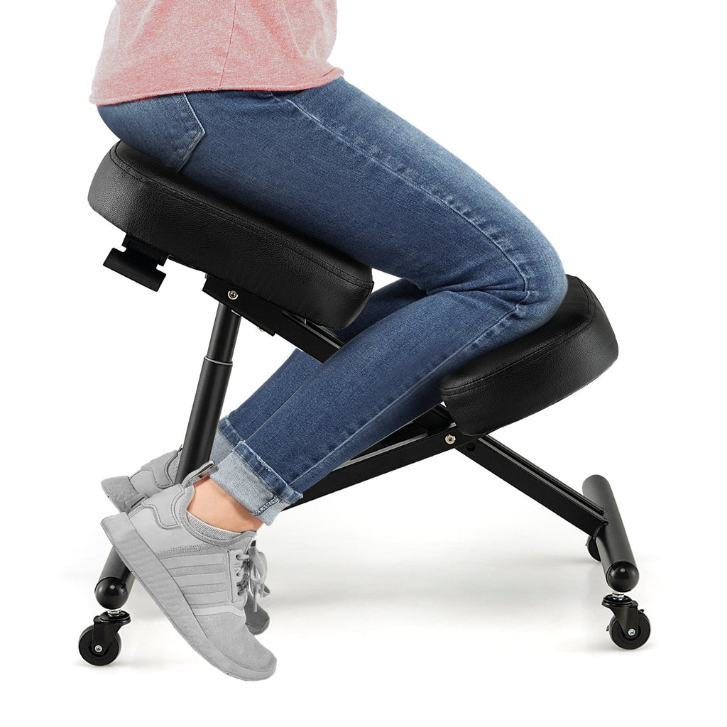 Adjustable Ergonomic Kneeling Chair with Upgraded Gas Spring Rod and Thick Foam Cushions