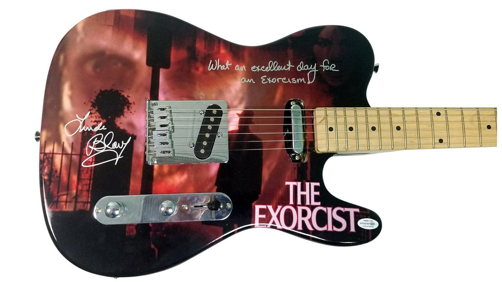The Exorcist Linda Blair Signed Autographed Custom Photo Guitar ACOA Witness ITP