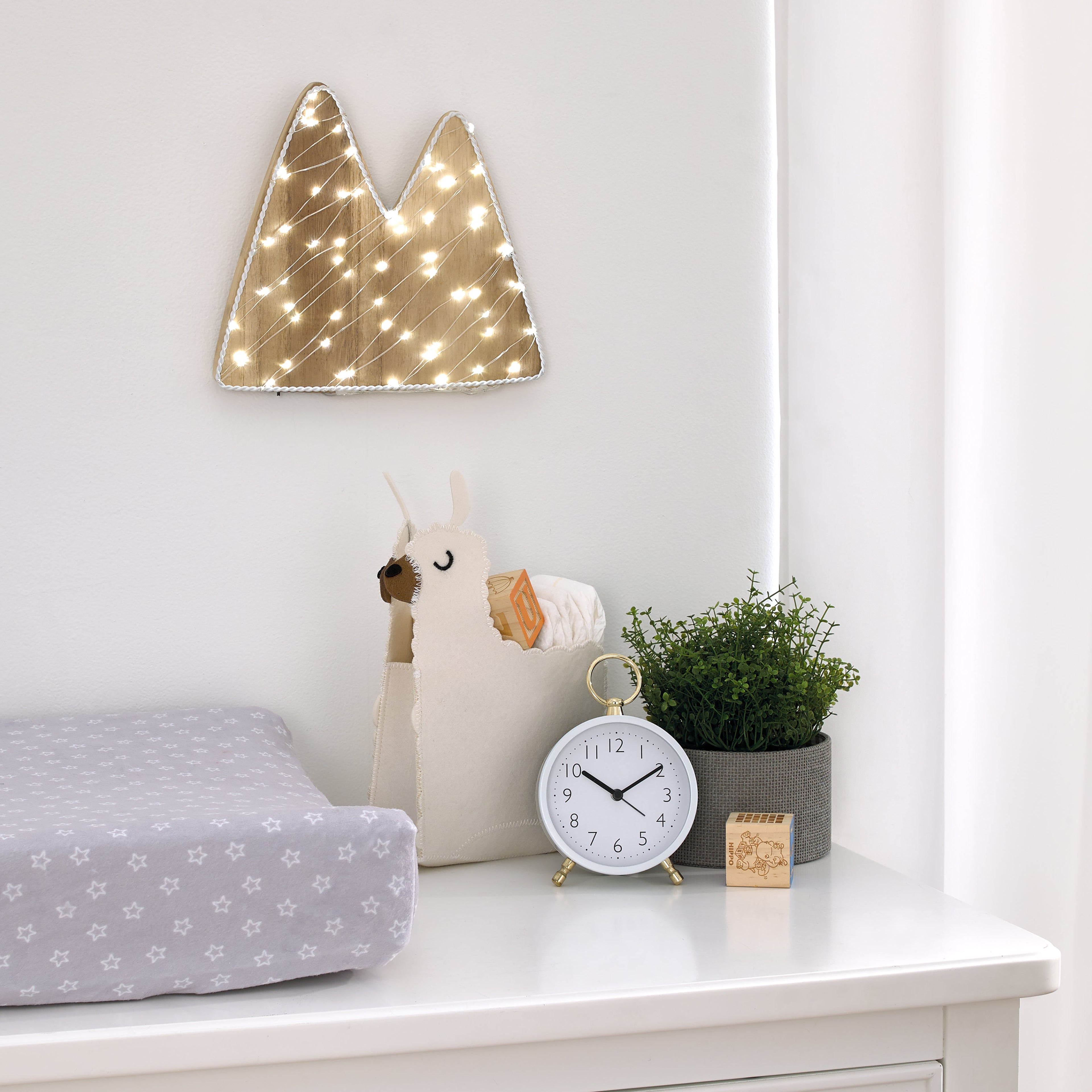 Mountain Shaped Lighted LED Natural Wood Wall Decor