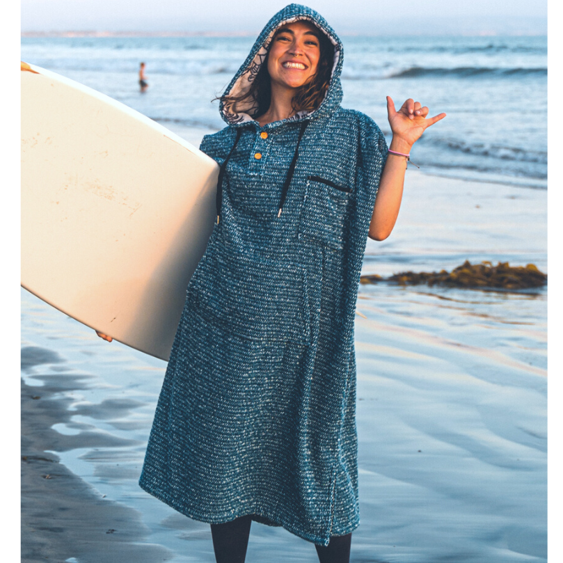 Blanket Hoodie | Indigo Surf Poncho | 100% Cotton Wearable Blanket Robe | As Seen on Netflix's Beef Season 2