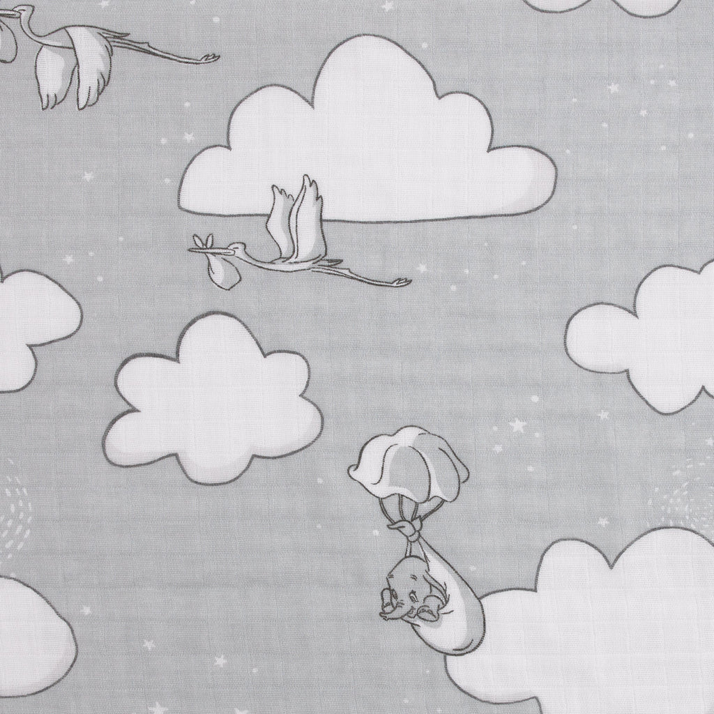 Disney Dumbo Gray and White 3 Piece Muslin Swaddle Baby Blanket Set