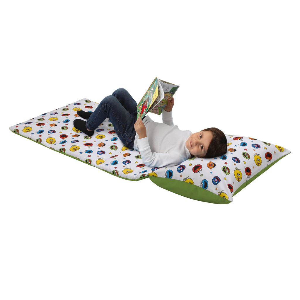 Come and Play Blue, Green, Red and Yellow, Elmo, Big Bird, Cookie Monster, Grover and Oscar the Grouch Deluxe Easy Fold Toddler Nap Mat