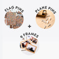 Bundle: 9 Photo Frames, Flags and Airplanes Pins
