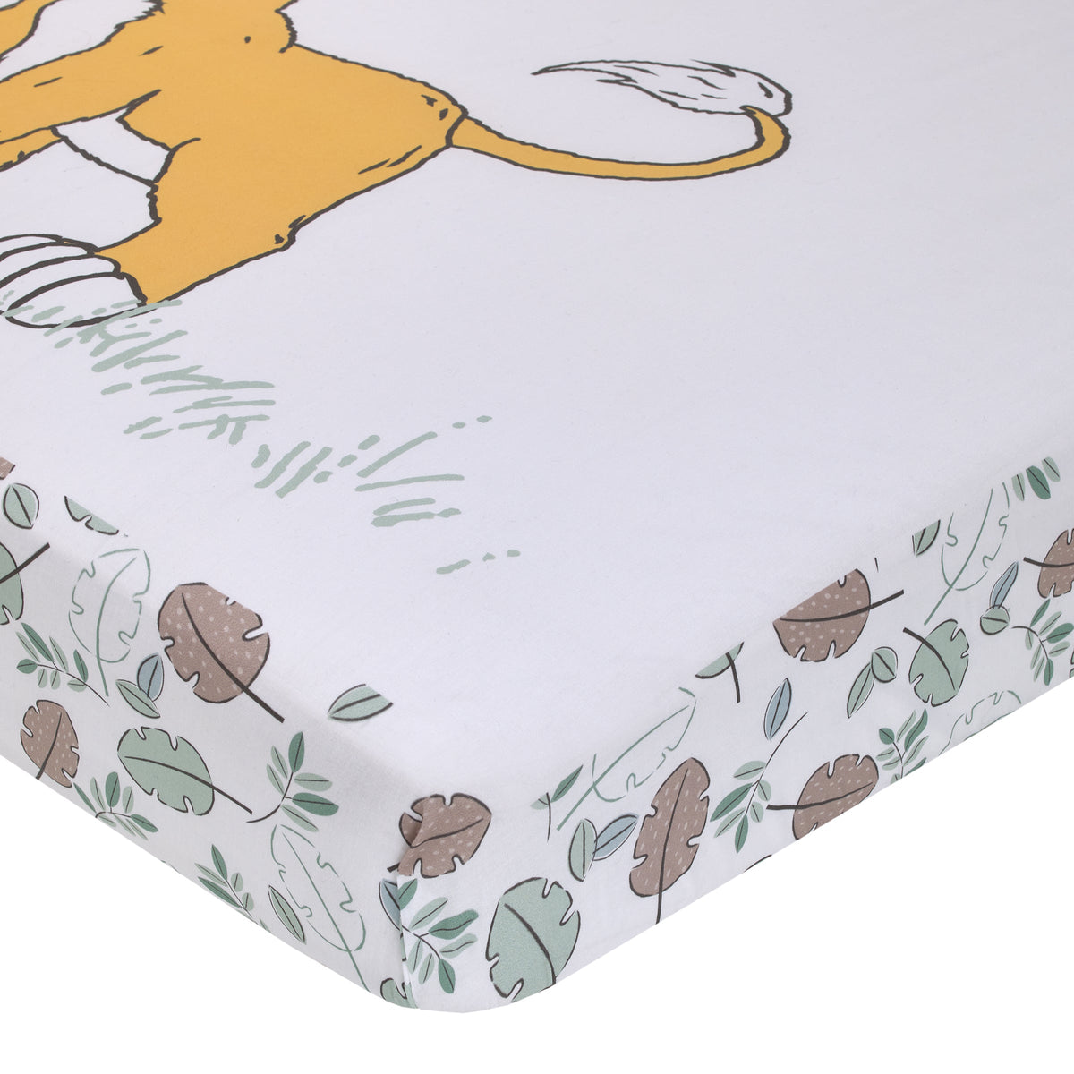 Lion King Teal, Sage, White and Gold Simba Future King Cotton Photo Op Fitted Crib Sheet