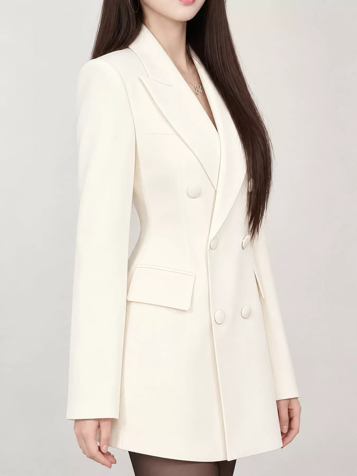 Full Size Double-Breasted Slim-Fit Blazer Plus Size