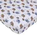 Blue Elephant - White and Tan Elephants Super Soft Fitted Crib Sheet
