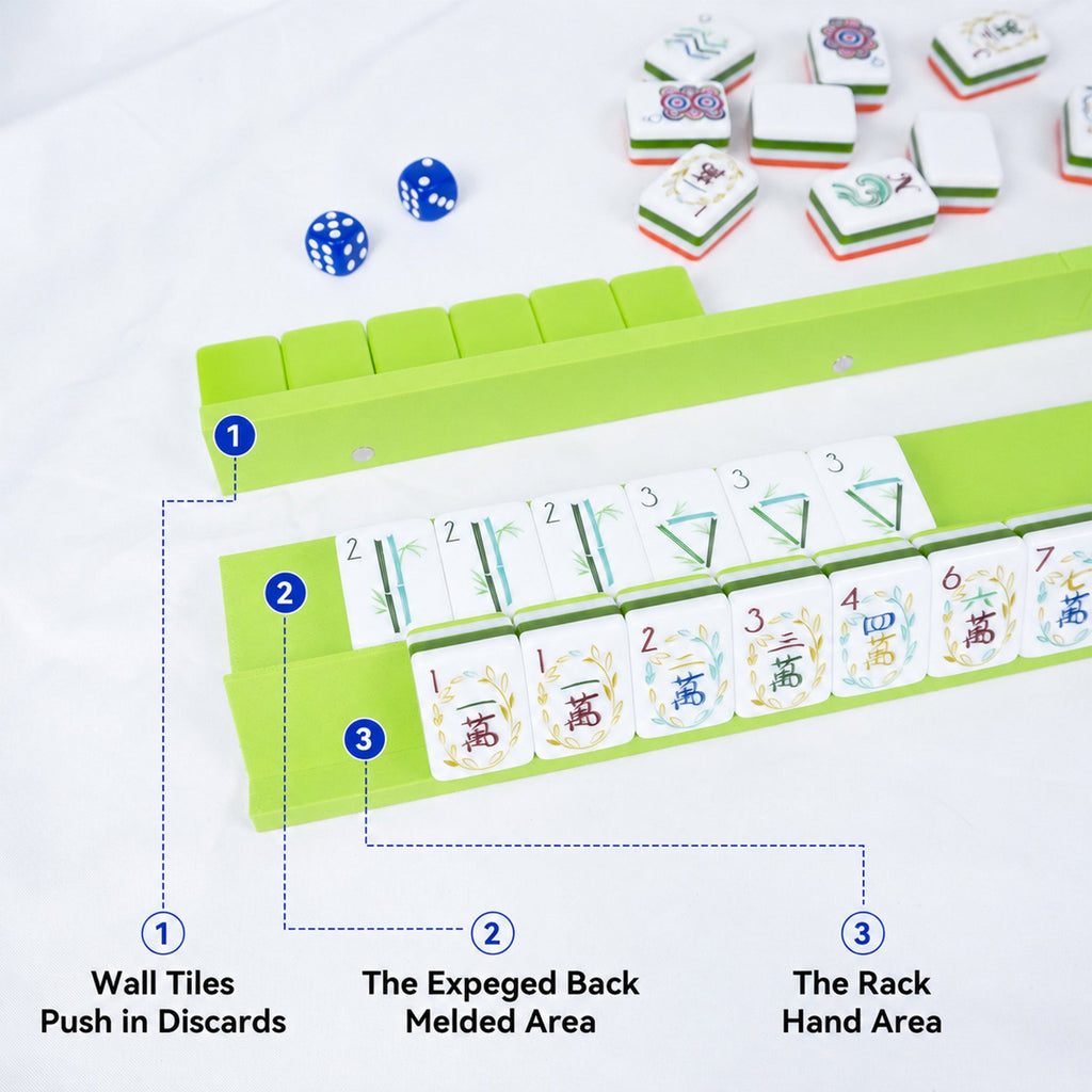 American Mahjong Rack Set With Magnetic Pusher, 4 Racks And 1 Snap-On Wall Builder & Discard Pusher, 3D Printed Mahjong Game Accessory