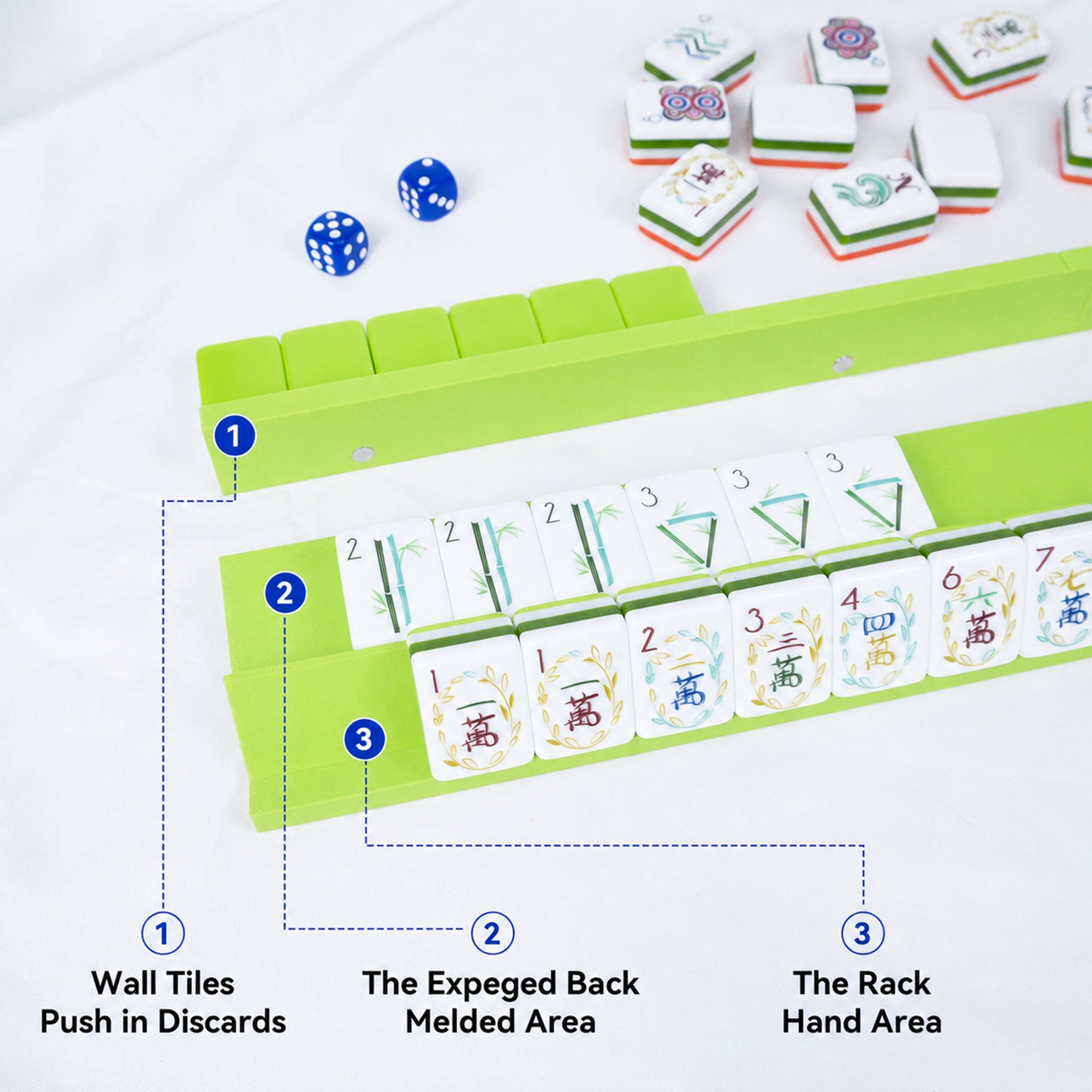 American Mahjong Rack Set With Magnetic Pusher, 4 Racks And 1 Snap-On Wall Builder & Discard Pusher, 3D Printed Mahjong Game Accessory
