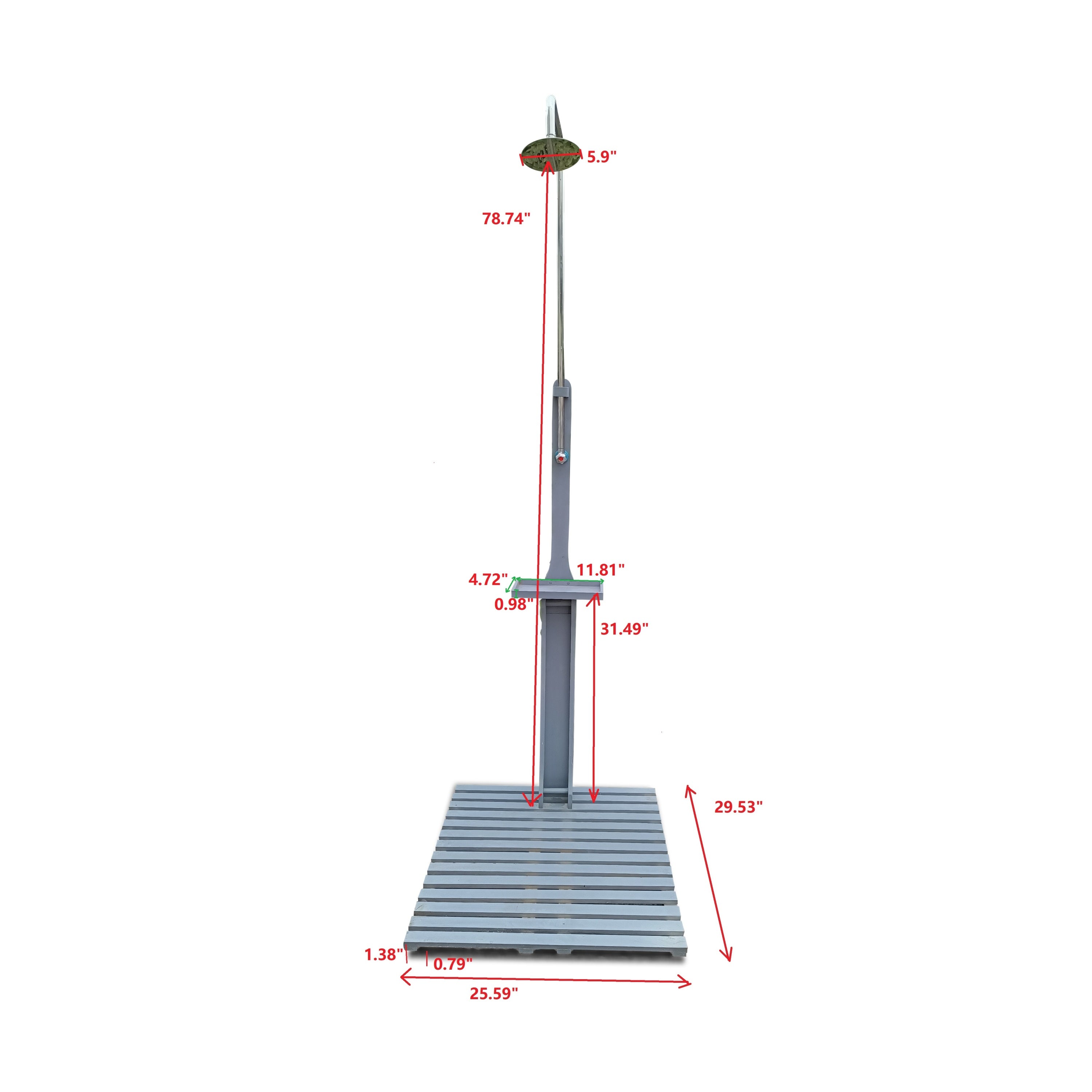 Outdoor Garden Pool Shower with Chassis Board, Cooling Solution, Gray Solid W