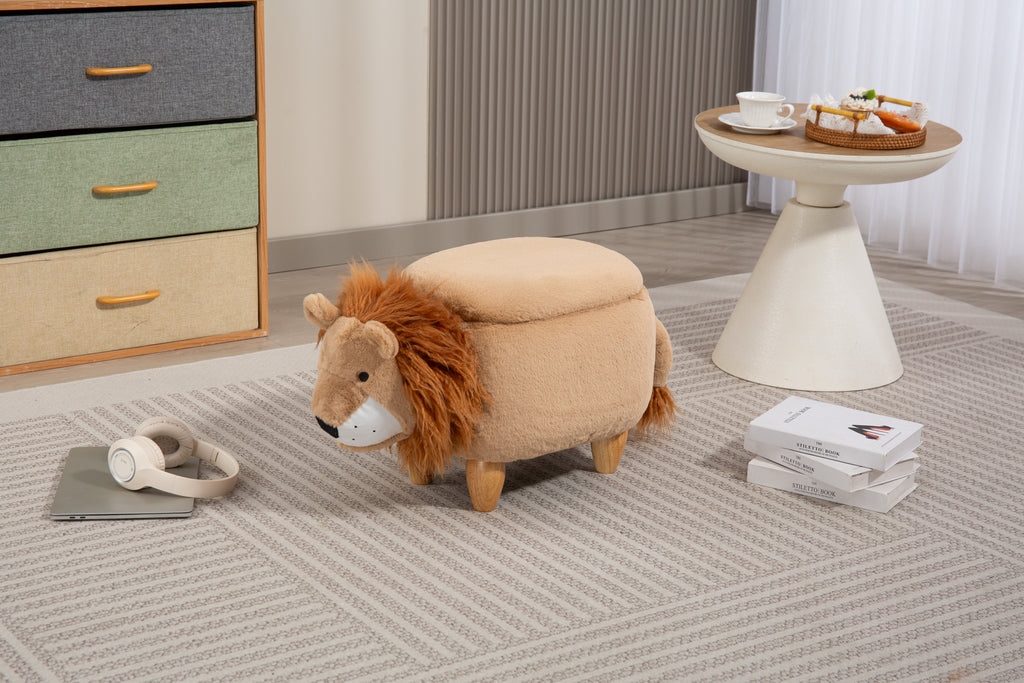 Luke the Lion Storage Ottoman with Hidden Storage - Faux Fur