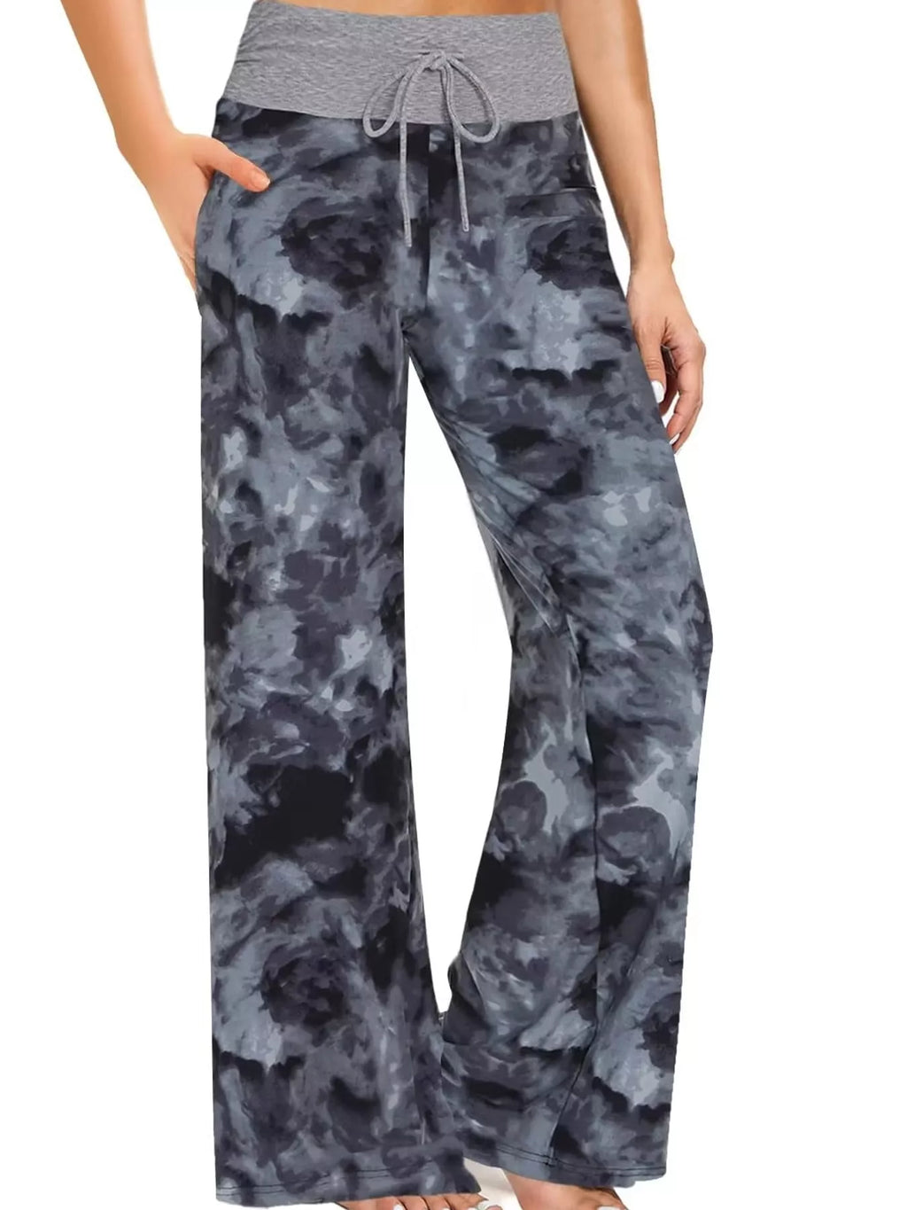 High-Waisted Wide-Leg Lounge Bottoms with Pockets