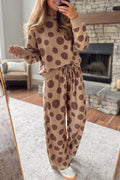 Polka Dot Top and Pants Two-Piece Set