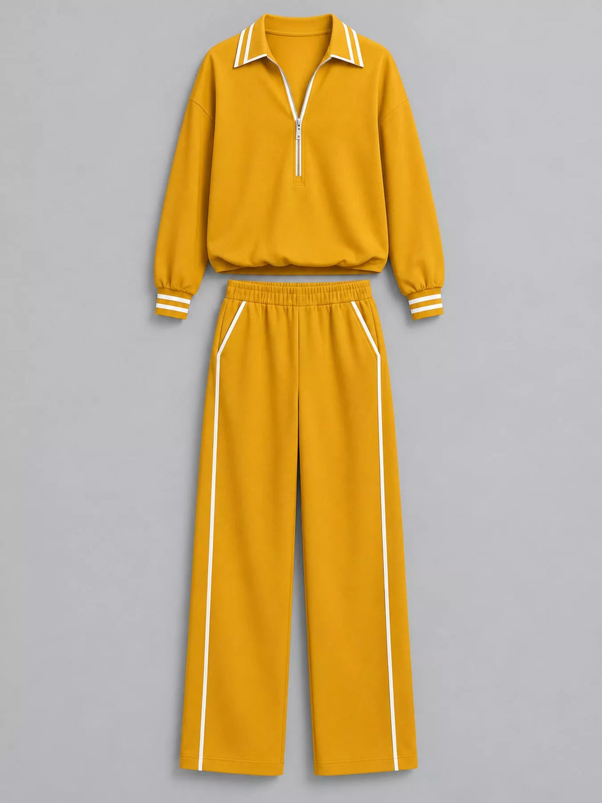 Striped Half Zip Top and Pants Set