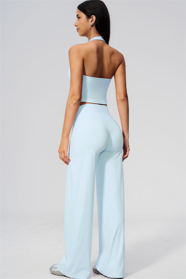 The Twirl Wide Strap Halter Crop Top