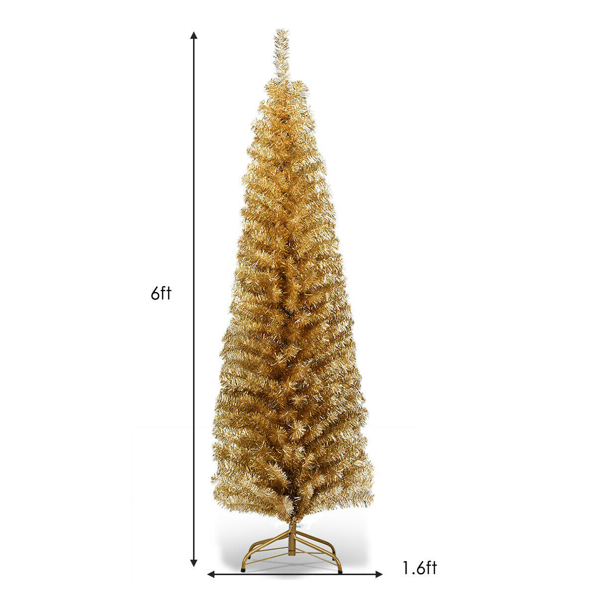6 Feet Tinsel Tree Unlit Slim Pencil Christmas Tree