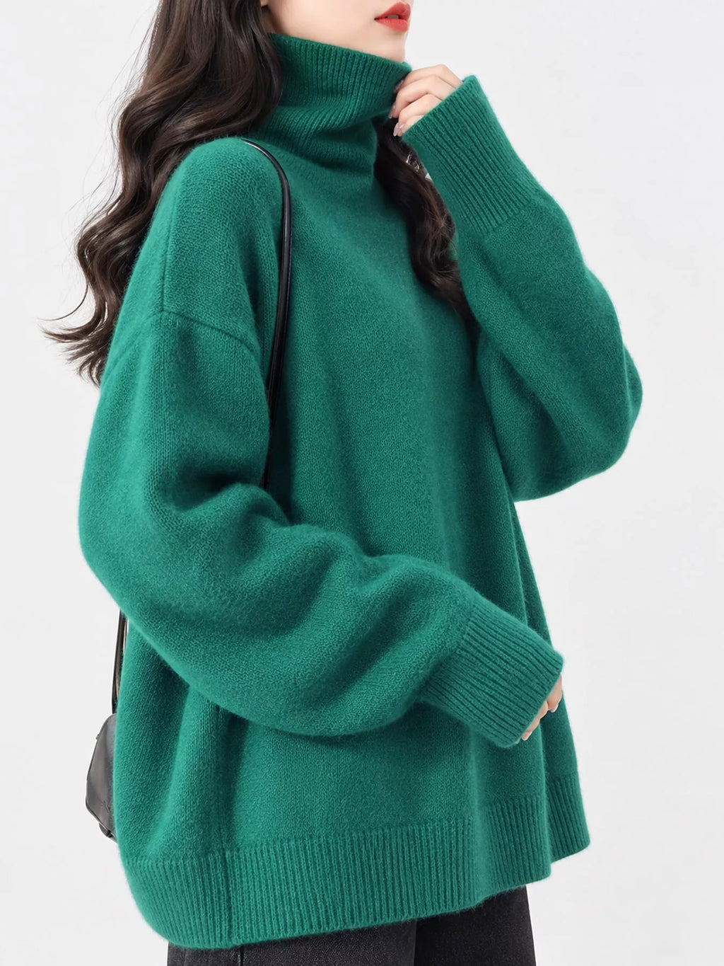 Turtleneck Dropped Shoulder Sweater