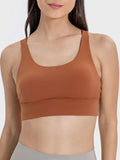 Crisscross Back Scoop Neck Active Tank with Chest Pads