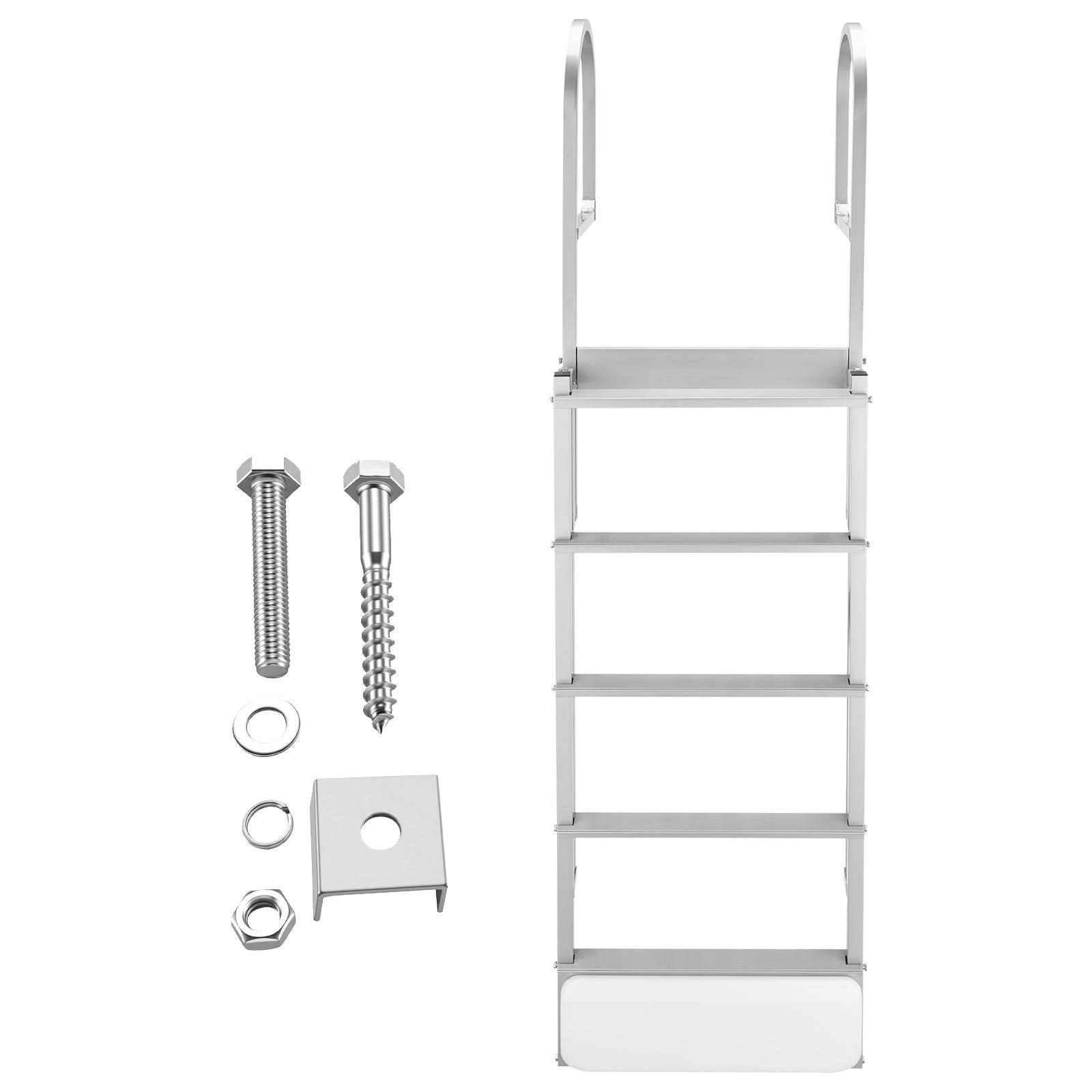 Retractable Dock Ladder, 5 Steps, Aluminum Alloy with Auto-Lift Float