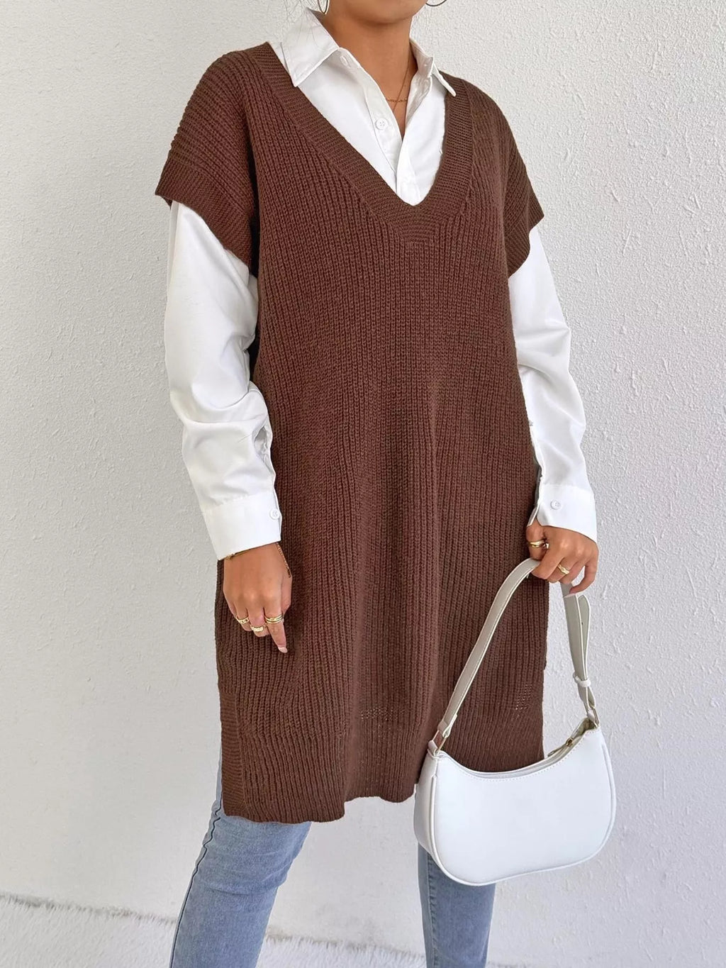 Oversized V-Neck Sweater Vest