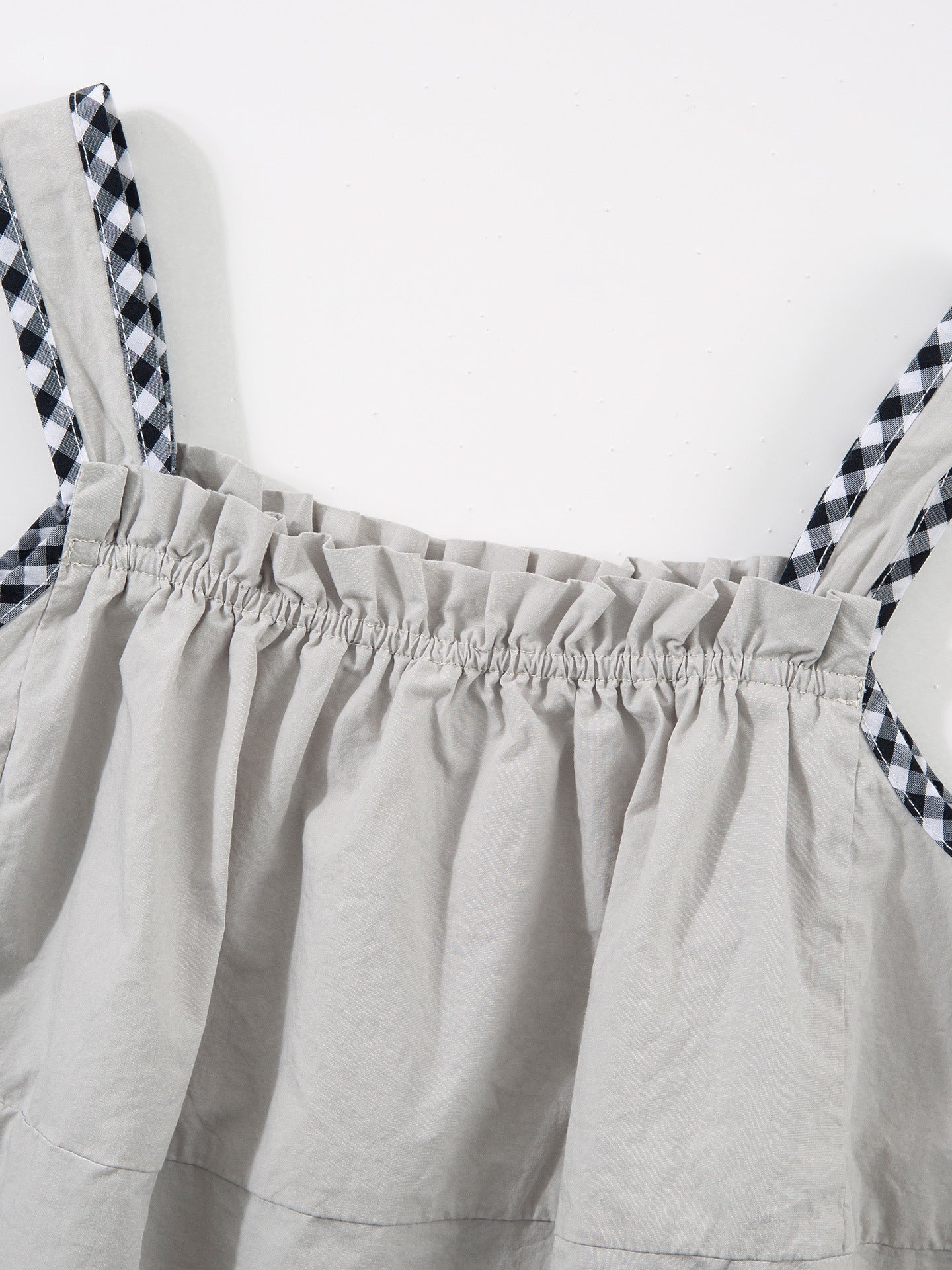 Girls Plaid Suspender Top And Bloomer Pants Two-Piece Set