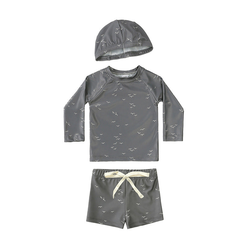 Kids Long-sleeve Sun-protective Two-piece Swimsuit