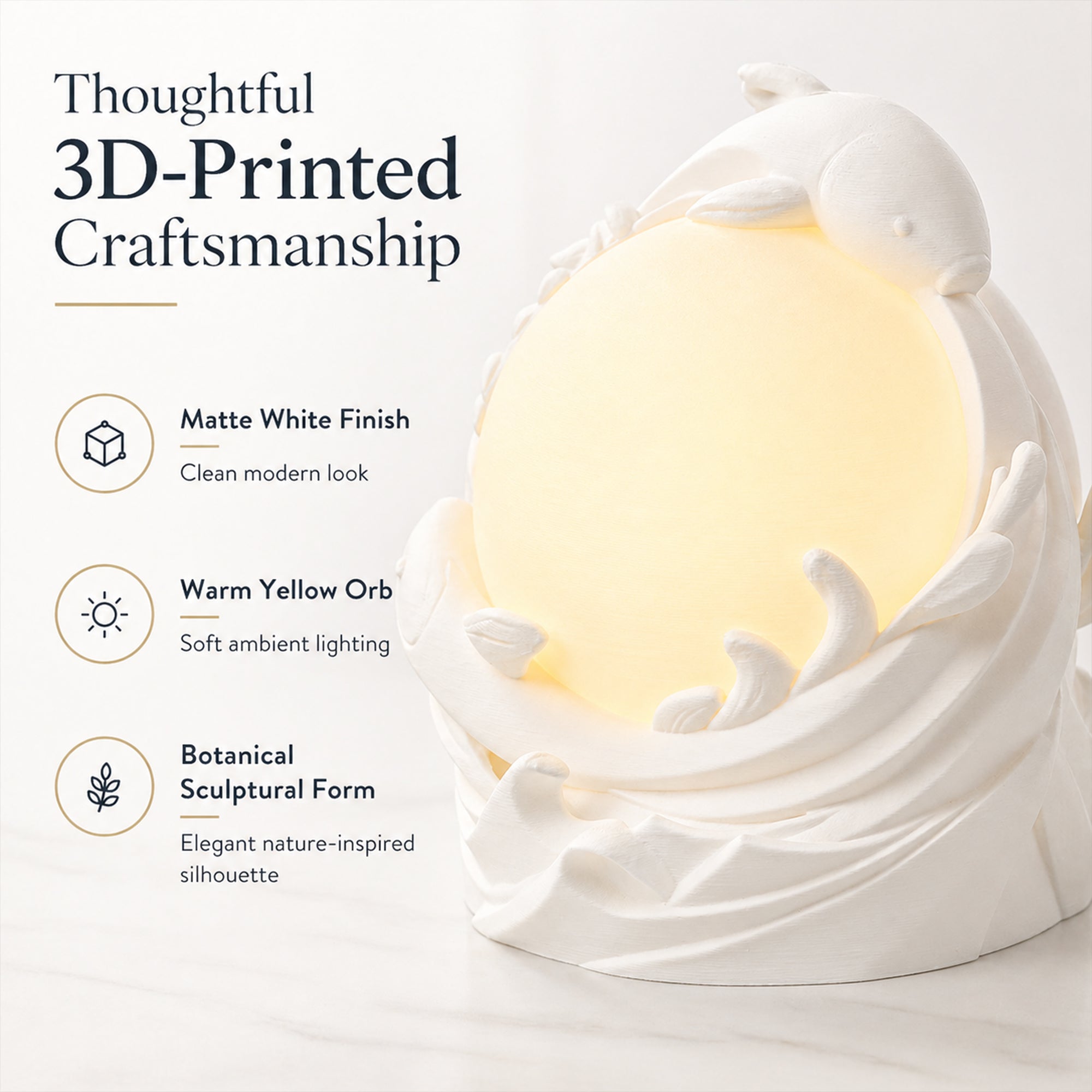 3D Printed Koi Fish Ambient Table Lamp, Warm Glow Sculptural Night Light, Nature Inspired Decorative Desk Lamp For Bedroom, Bookshelf, Office And Home Decor