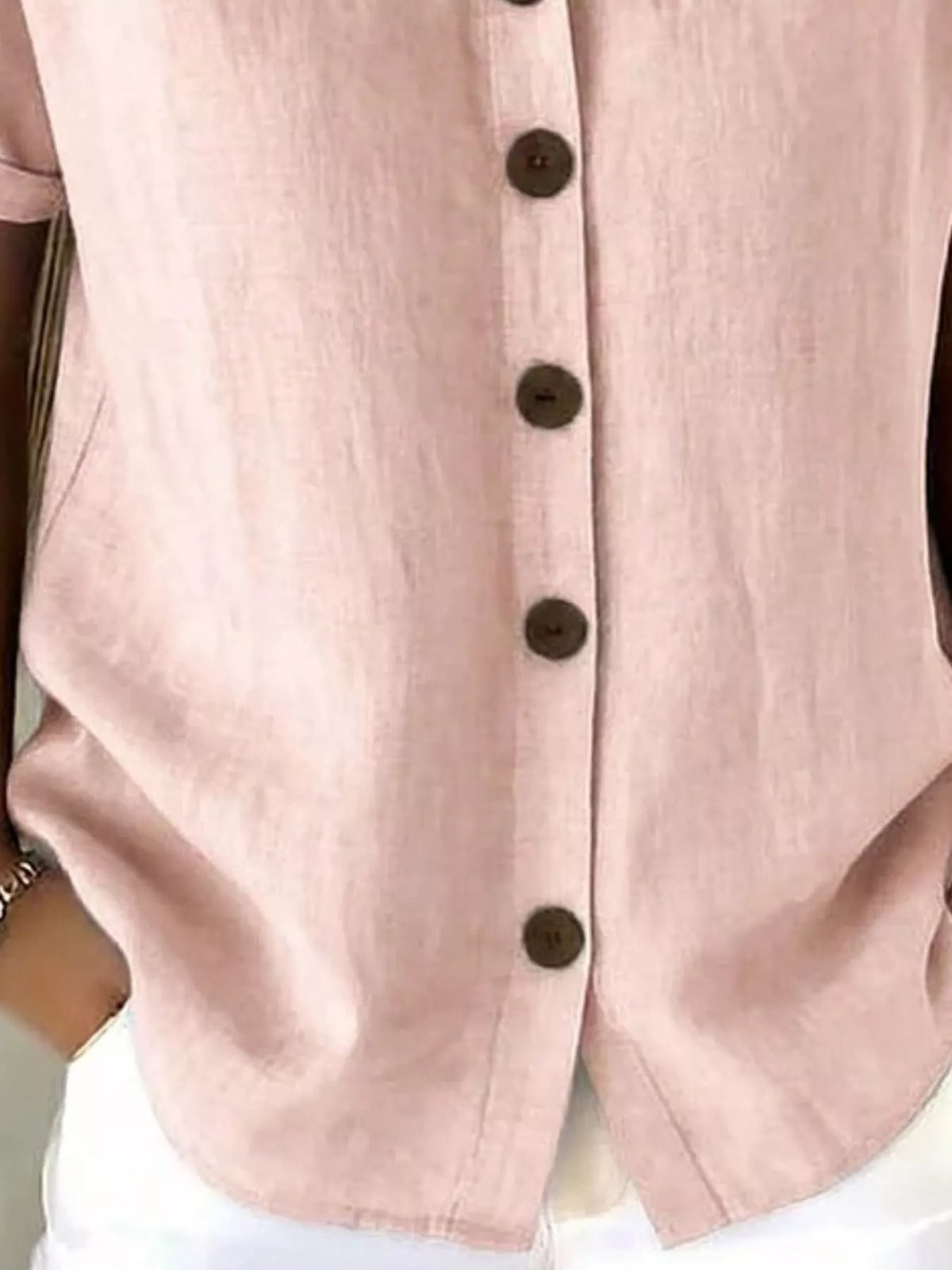 Full Size Button-Down Short Sleeve Shirt Plus Size