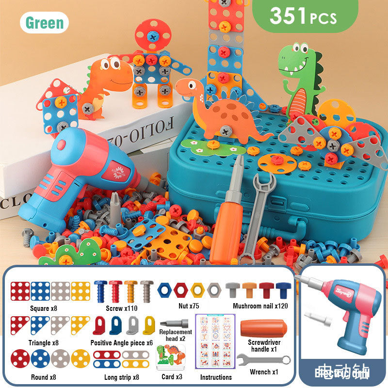 Electric Screw Screwdriver Toolbox Children's Toy Educational Detachable Assembly Screwdriver Electric Drill Set