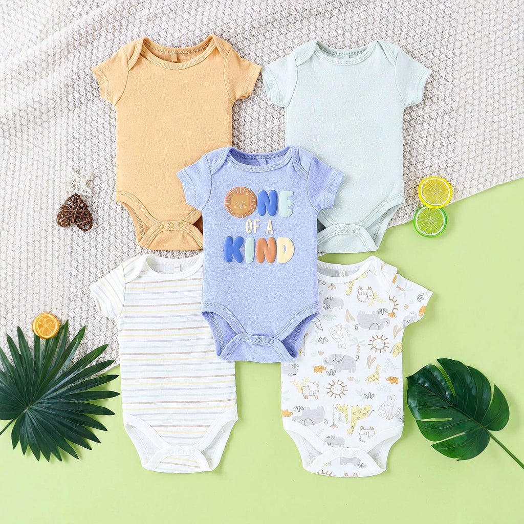 Cute Romper Short-Sleeve Baby Jumpsuit Five-Piece Set