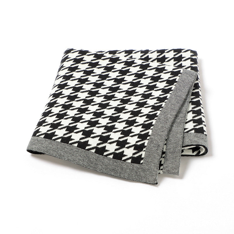 Houndstooth Jacquard Baby Swaddle Knitted Blanket
