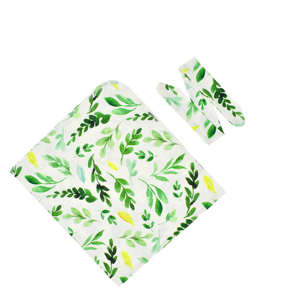 Newborn Swaddle Cloth With Rabbit-ear Knot Hairband Wrap Towel