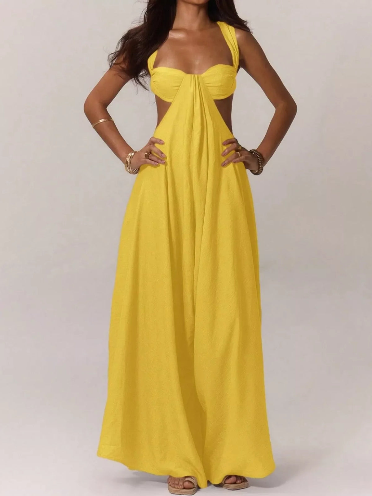 Backless Wide-Leg Jumpsuit with Cut-out Detail