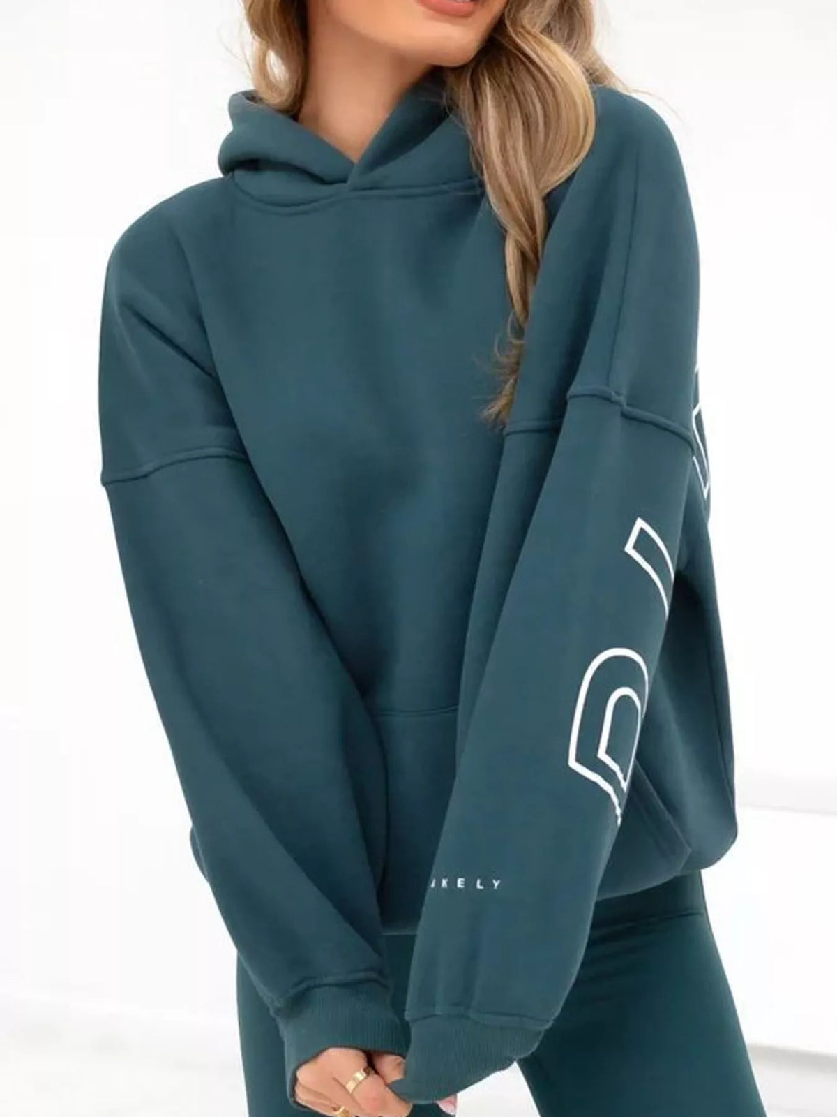 Letter Back Hoodie with Kangaroo Pocket