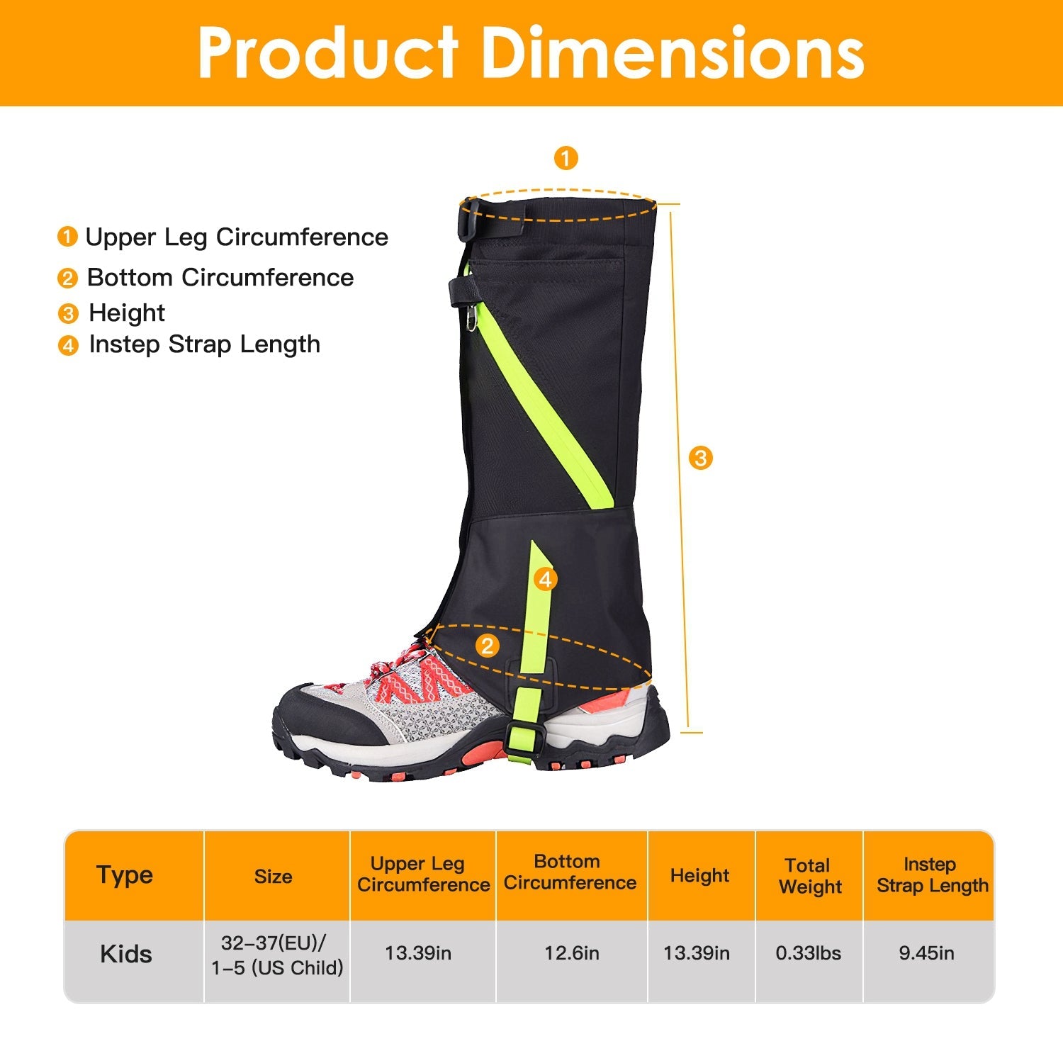 Leg Gaiters for Snow, Waterproof Leg Cover for Hiking