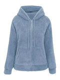 Drawstring Sherpa Zip-Up Hoodie
