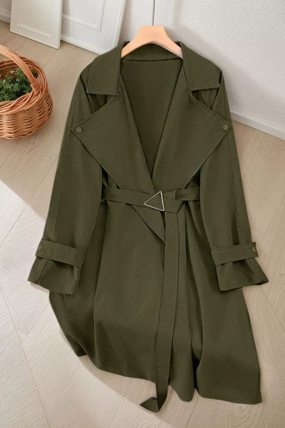 Wide Lapels Belt Trench Coat