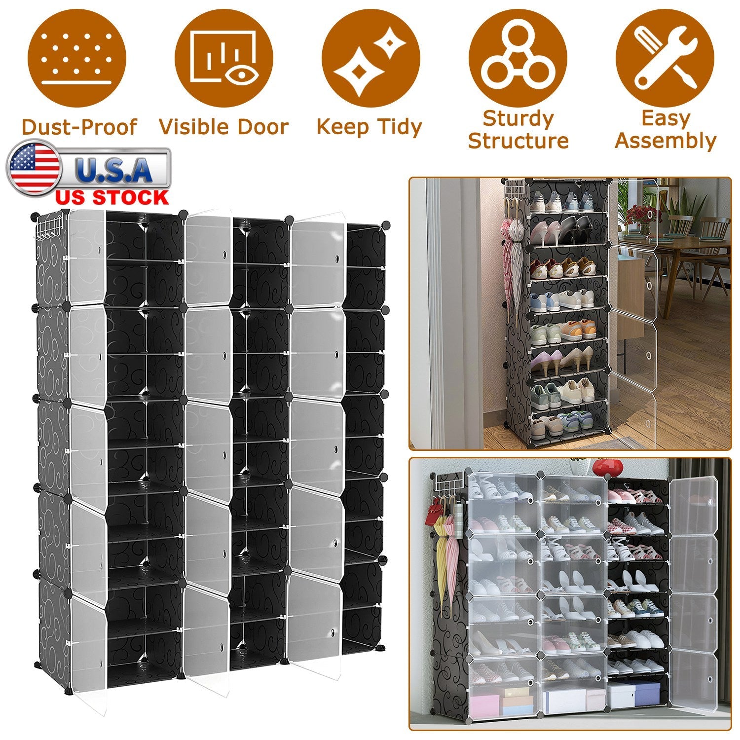 Shoe Rack Organizer: 10-Tier 3-Row Stackable Cabinet