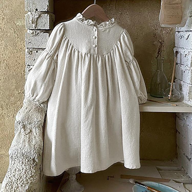 Retro Floral Print Dress For Little Girls